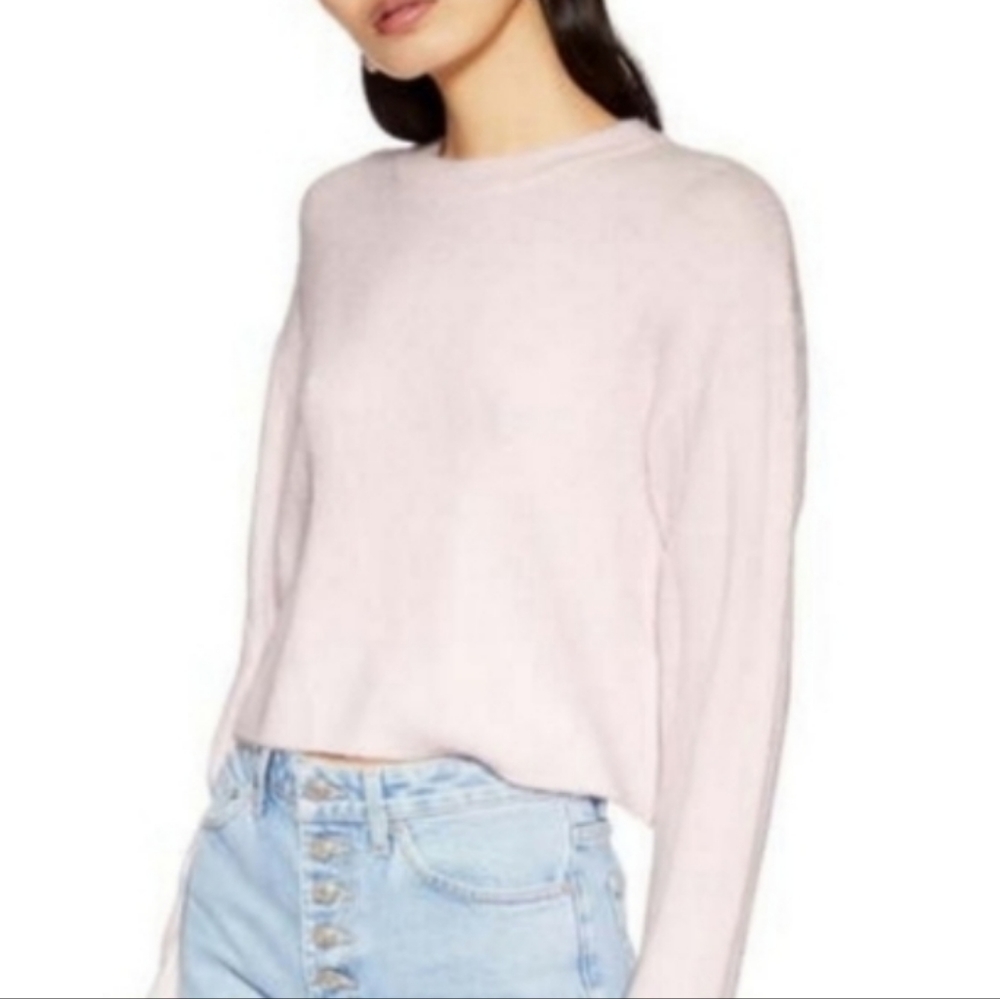 TOPSHOP Blush Pink Cropped Ribbed Knit Sweater NWT